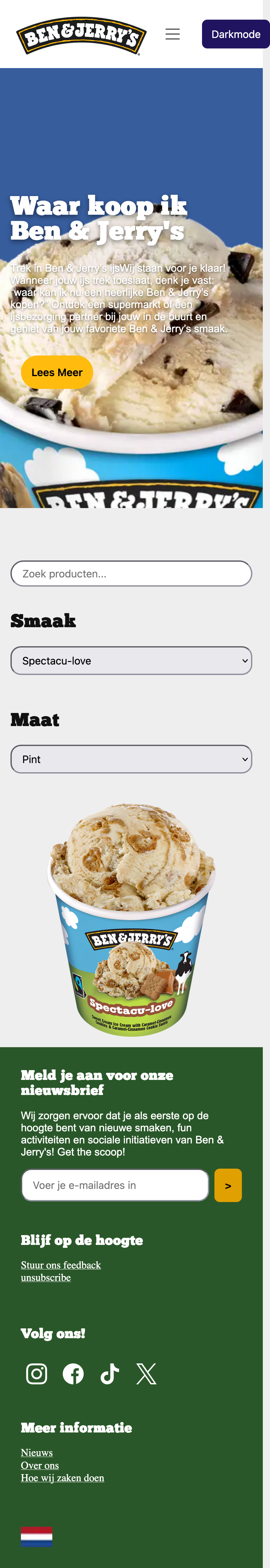 Ben & Jerry's remake tweede pagina screenshot